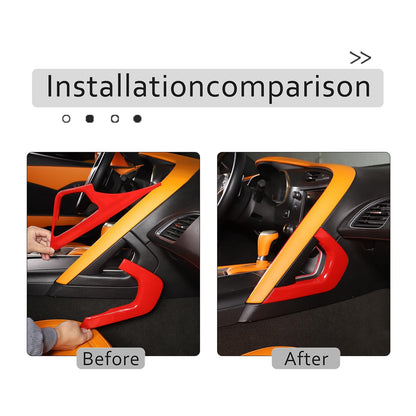 Sports Red ABS Interior Decoration Cover Trim Kit For Corvette C7 2014-19 - Styles 6-10 15