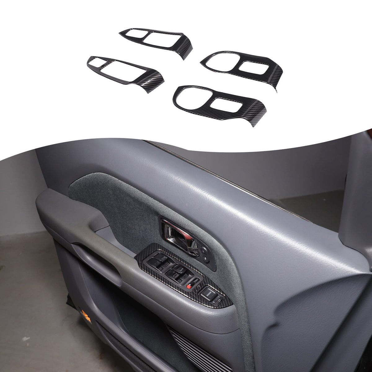 ABS Carbon Fiber Window Lift Switch Button Trim Frame For Honda Pilot 2003-2008 8