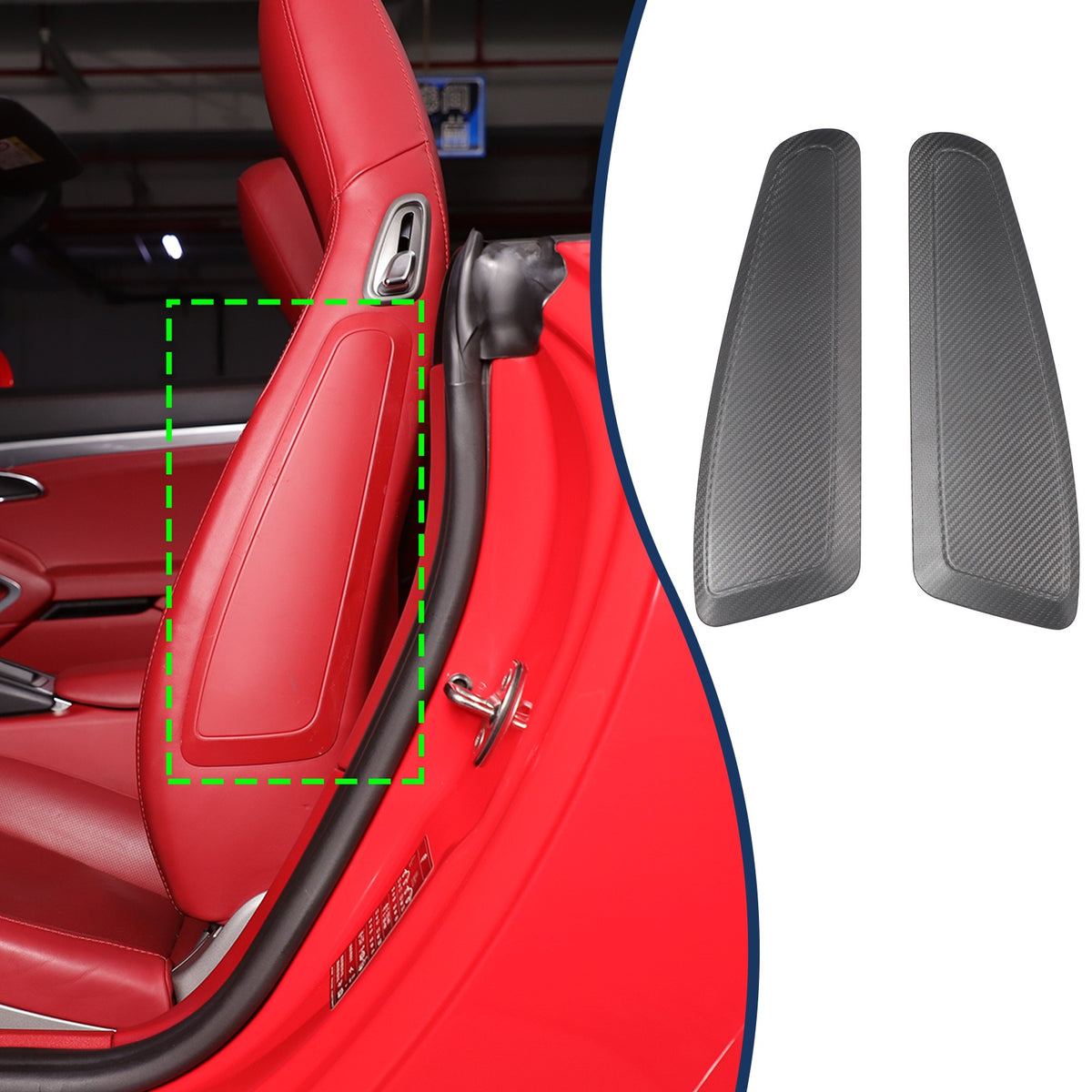 Matte Real Carbon Fiber Seat Side Trim For Porsche 718 982/911 991 2015-2020 1