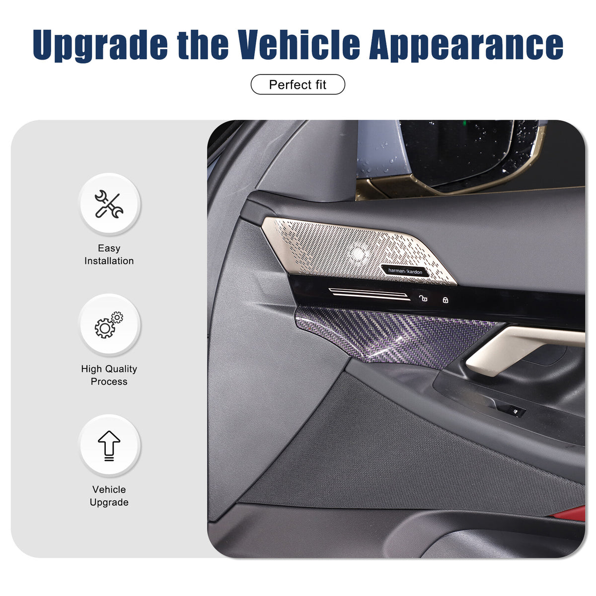 Real Carbon Fiber Interior Door Handle Panel Cover Trim For BMW 5 Series G60 24+ 10