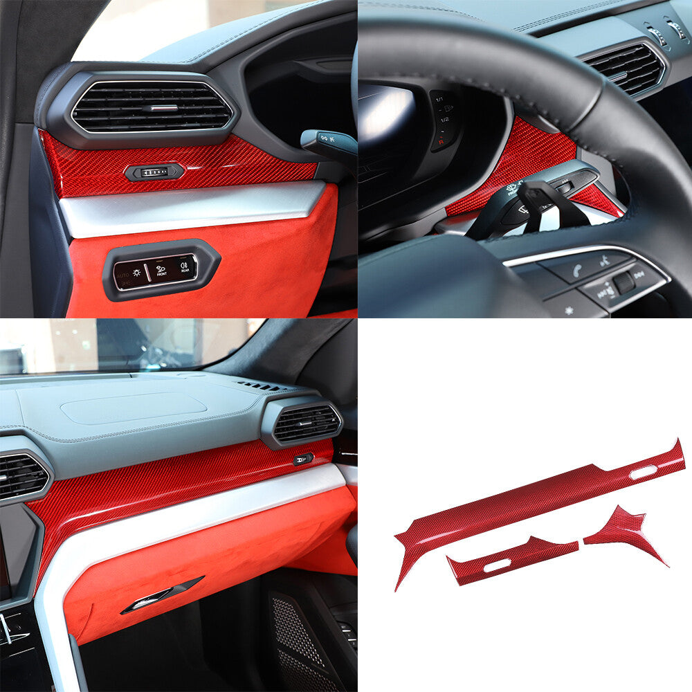 Red Carbon fiber Front Dashboard Strip Cover Trim For Lamborghni Urus 2018-23 1