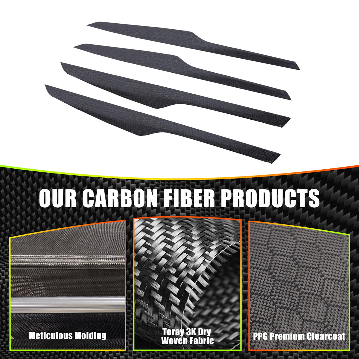 Hondycomb Carbon Fiber Interior Door Panel Trim Cover For BMW X5 X6 F15 F16 14+ 12