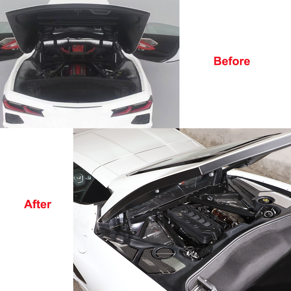Stainless steel Car Engine Hood Compartment Panel Trim For Corvette C8 20-20 US 3