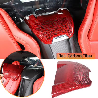 Real Carbon Fiber Rear Speaker Upper Trim Cover For Corvette C8 Coupe 20-26 1