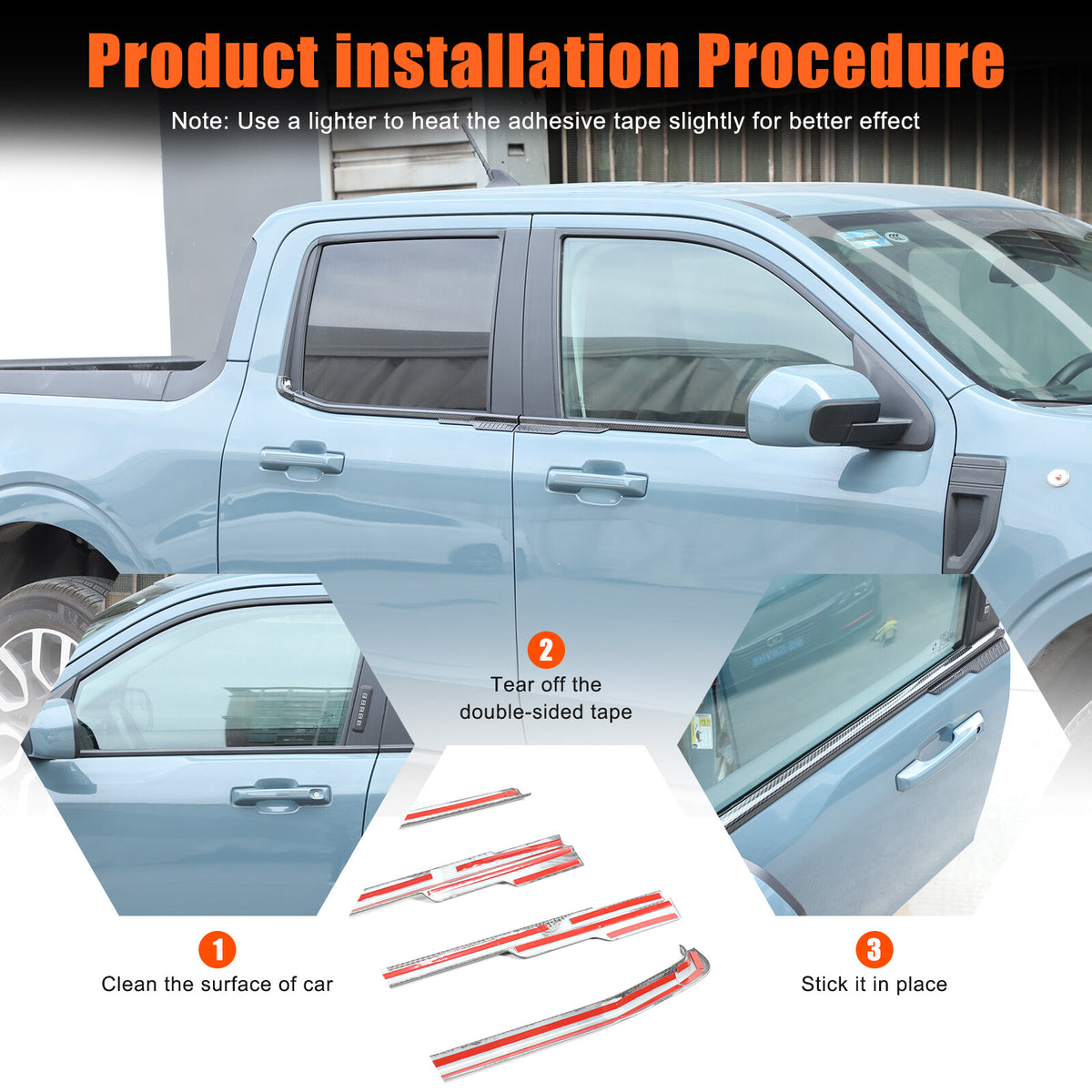 ABS Carbon Fiber Exterior Window Bottom Sill Trim Strip For Ford Maverick 22-24 11