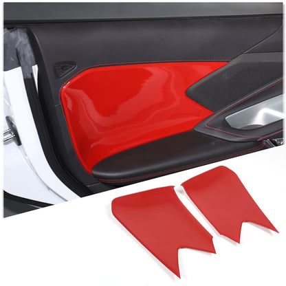 Red ABS Interior Door Anti-Kick Panel Cover Trim Frame For Corvette C8 20-26 17