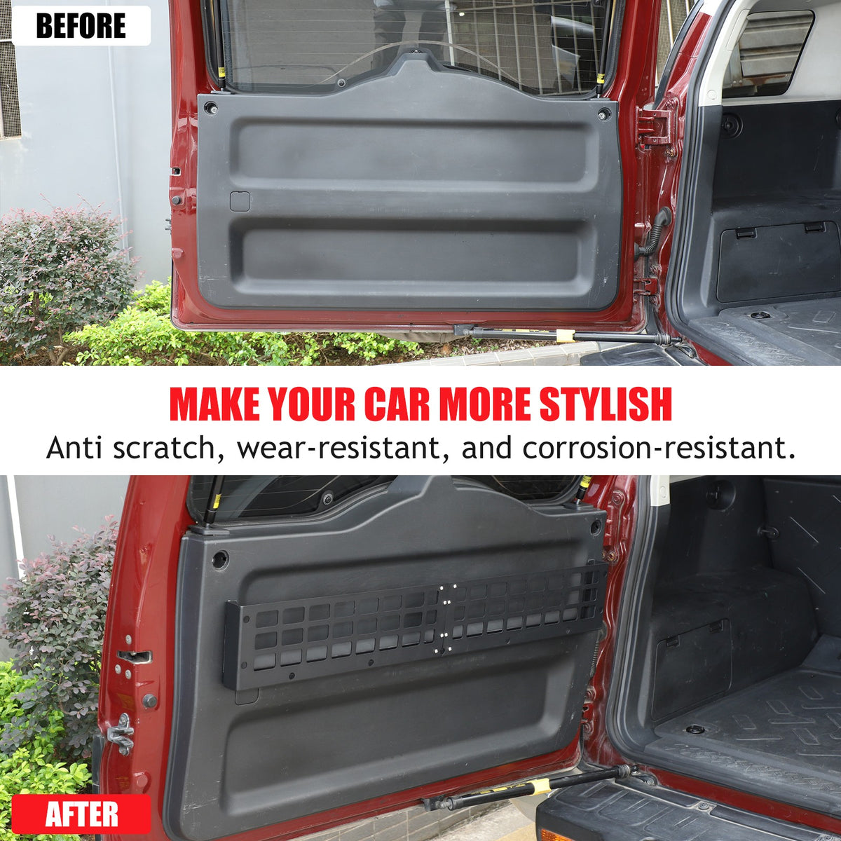 Aluminum Tailgate Hanging Bag Rack Molle Panel For Toyota FJ Cruiser 2007-2021 4