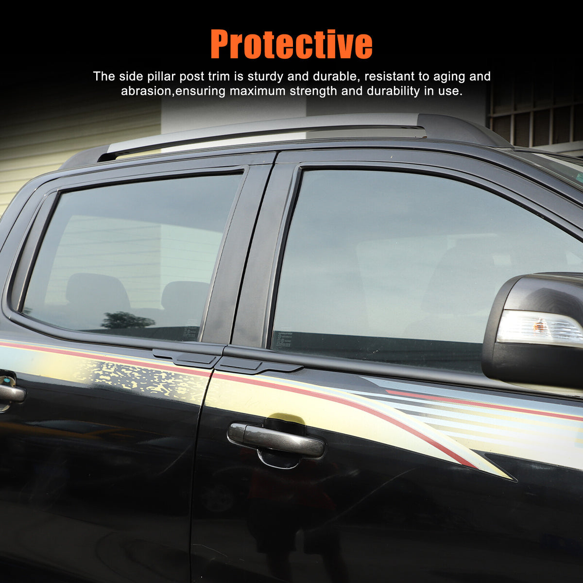 Black Car Window Bottom Strip Cover Trim For Ford Ranger 2015-2021 20