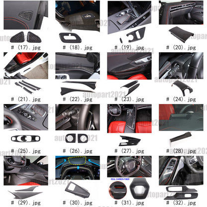 Real Dry Carbon Fiber Full Interior Center Set Trim Kit For Corvette C8 20-25 US - Styles 1-5 4