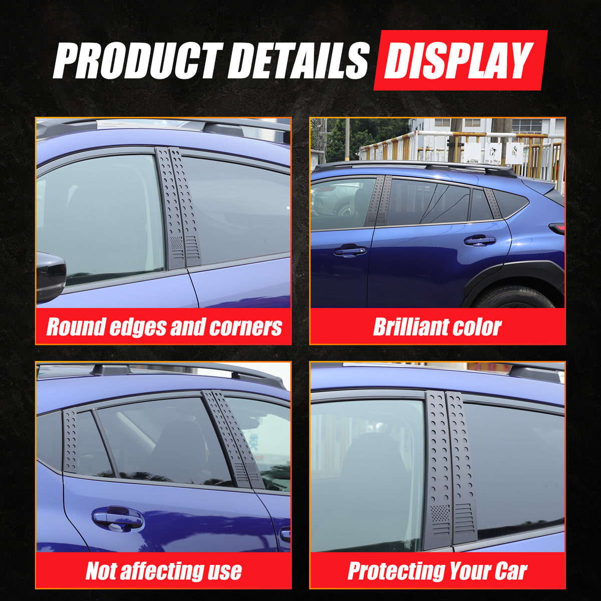 US Flag Alloy Window Center Pillar Trim Panel For Subaru Crosstrek 24+ 3