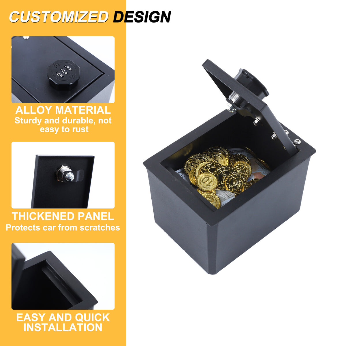 Center Console Safe GUN Storage Lock Box W/ TRAY For Acura RDX 2011-2018 US 19