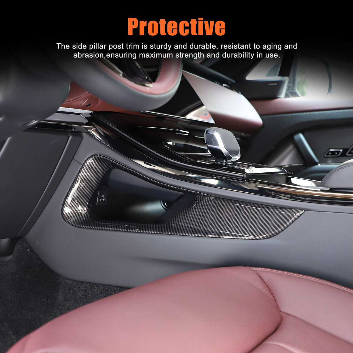 ABS Carbon Fiber Center Console Gear Shift Strip Trim For Range Rover Sport 23+ 5