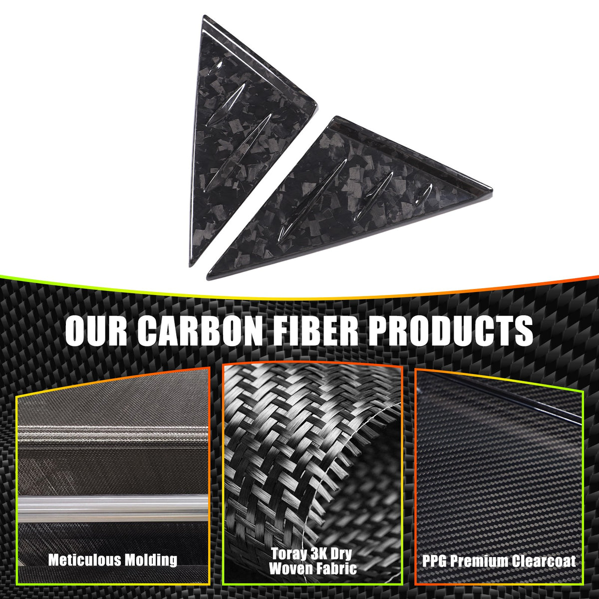 Forged Real Carbon Fiber A-Pillar Triangle Trim Cover For Corvette C8 2020+ 13