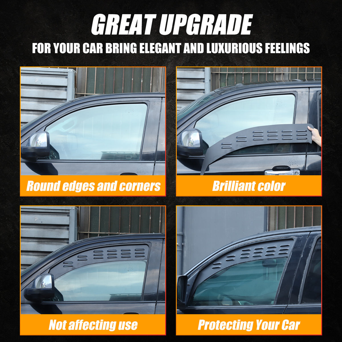 Black Alloy Front Window Louver Shutter Cover Trim For Toyota Tundra 2014-21 US 9