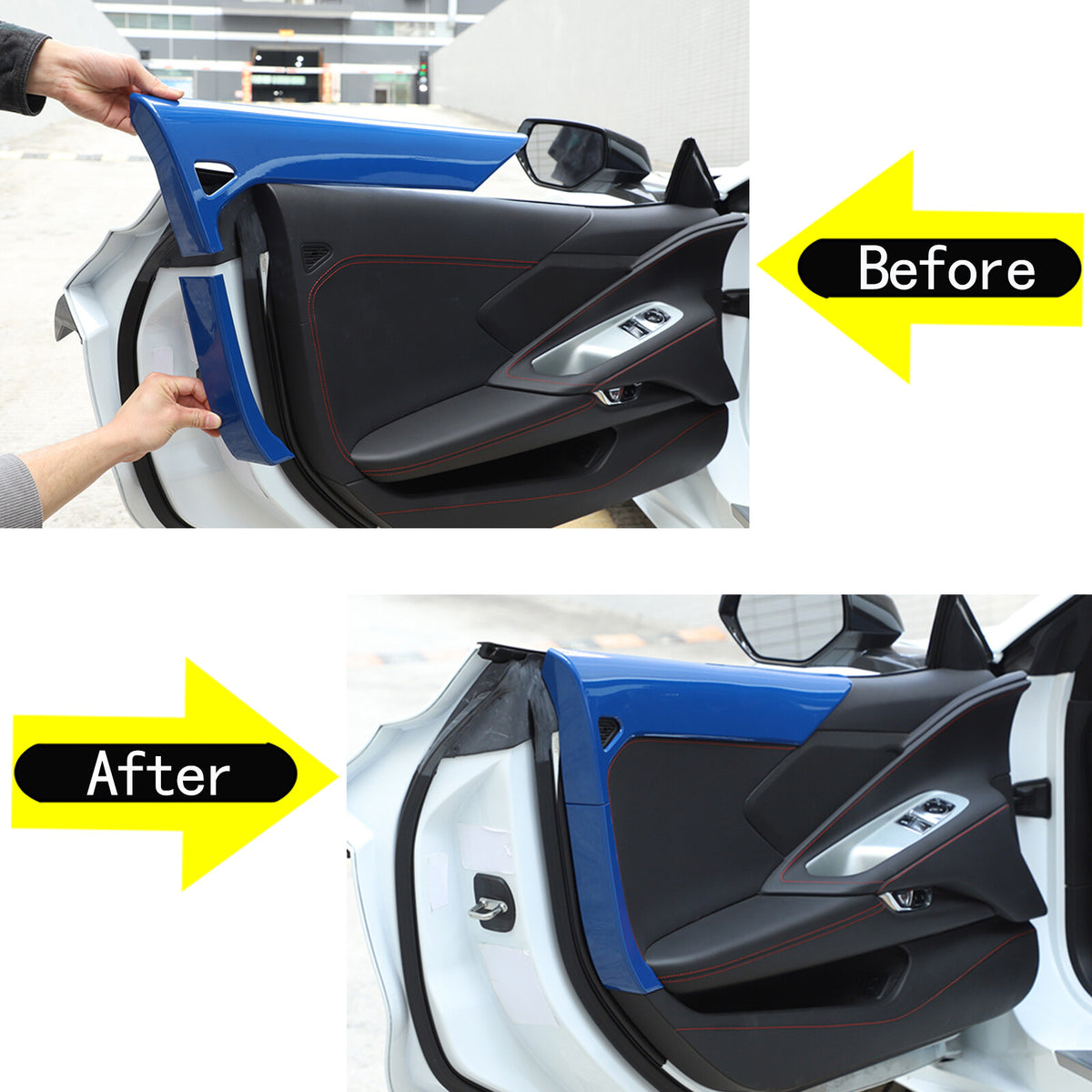 Blue ABS Inner Interior Door Panel Cover Trim For Corvette C8 Z51 Z06 2020-26 6