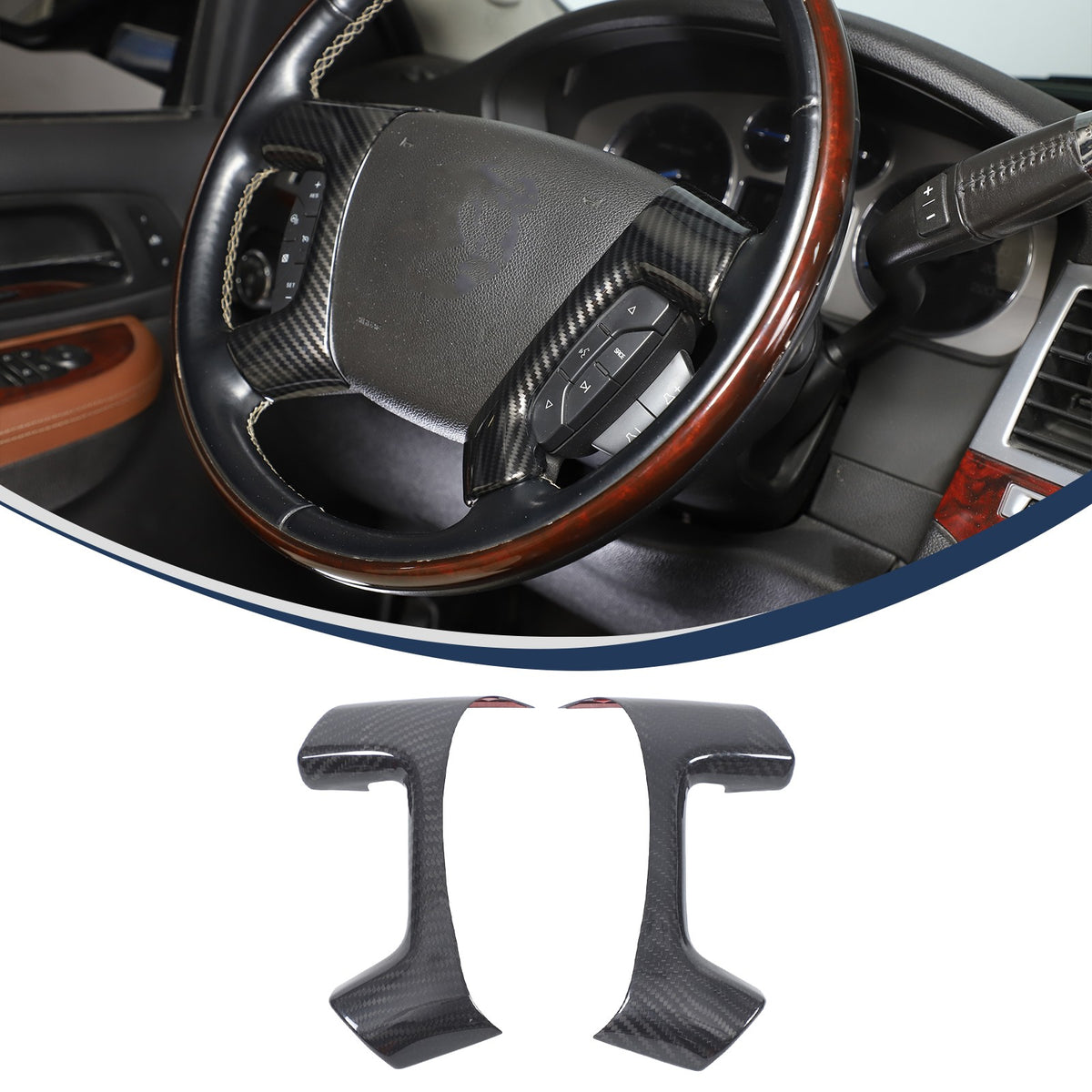 Real Dry Carbon Fiber Steering Wheel Side Button Trim For Hummer H2 2003-2007 2