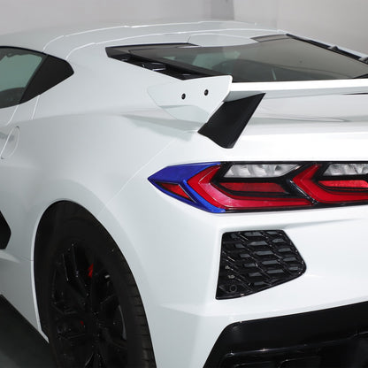 Blue Real Carbon Fiber Rear Tail Light Side Trim For Corvette C8 2020+ 15