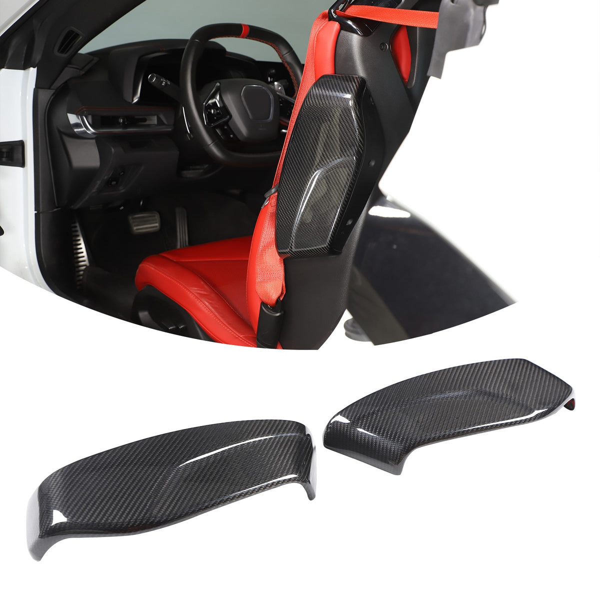 Real Dry Carbon Fiber Seat Side Cover Trim For Corvette C8 2020+ 8
