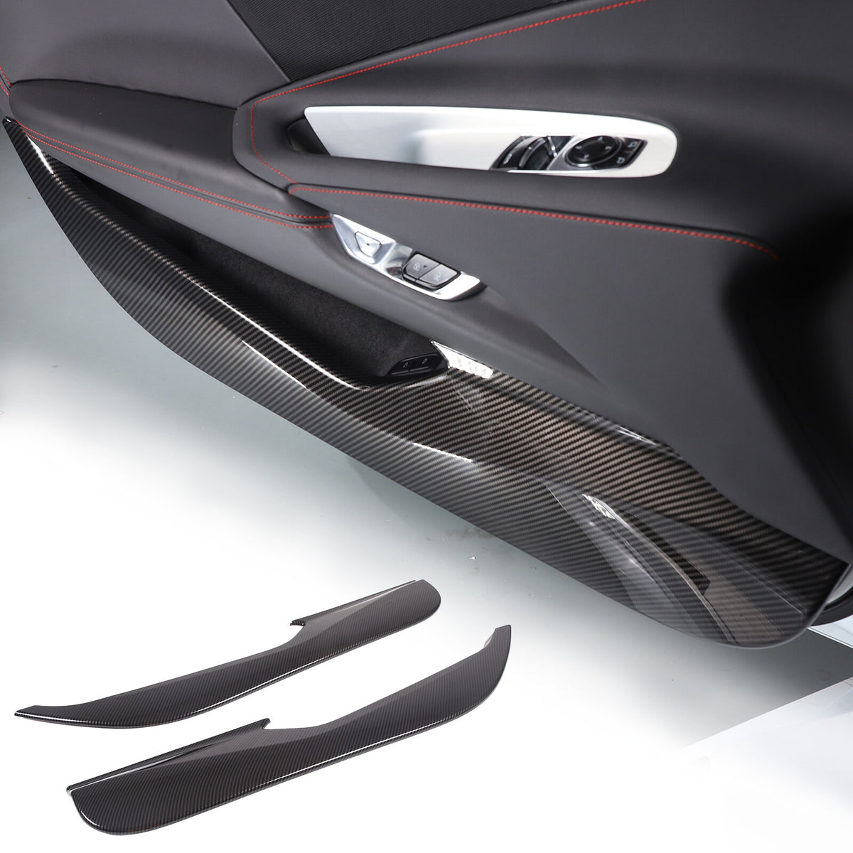 Carbon fiber ABS Car Door Bottom Anti Kick Trim Cover For Corvette C8 Z06 Z51 4