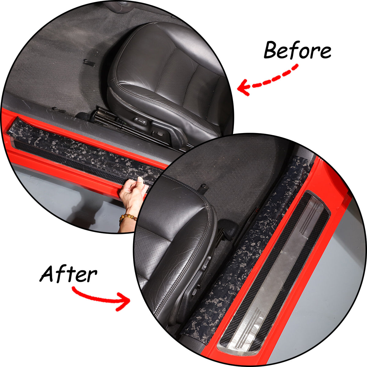 Forged Carbon Fiber Built In Scuff Door Sill Bar Plate For Corvette C6 2005-2013 2