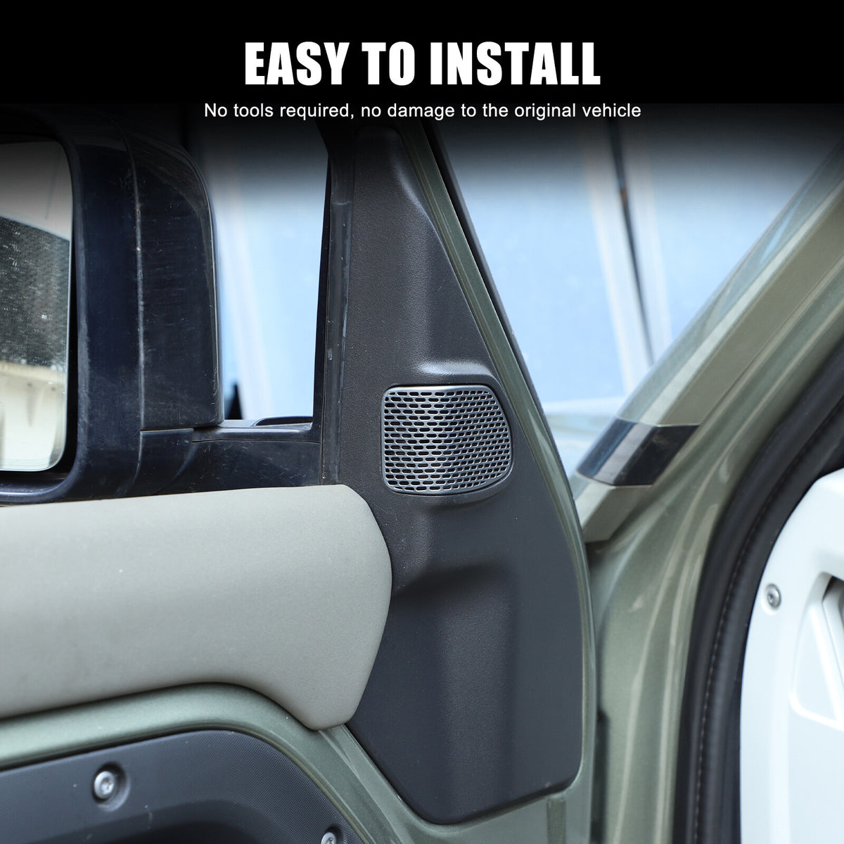 Real Carbon Fiber A pillar Door Speaker Trim Cover For Land Rover Defender 20-24 5