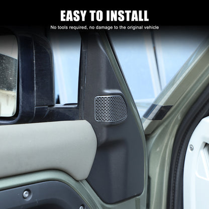 Real Carbon Fiber A pillar Door Speaker Trim Cover For Land Rover Defender 20-24 5