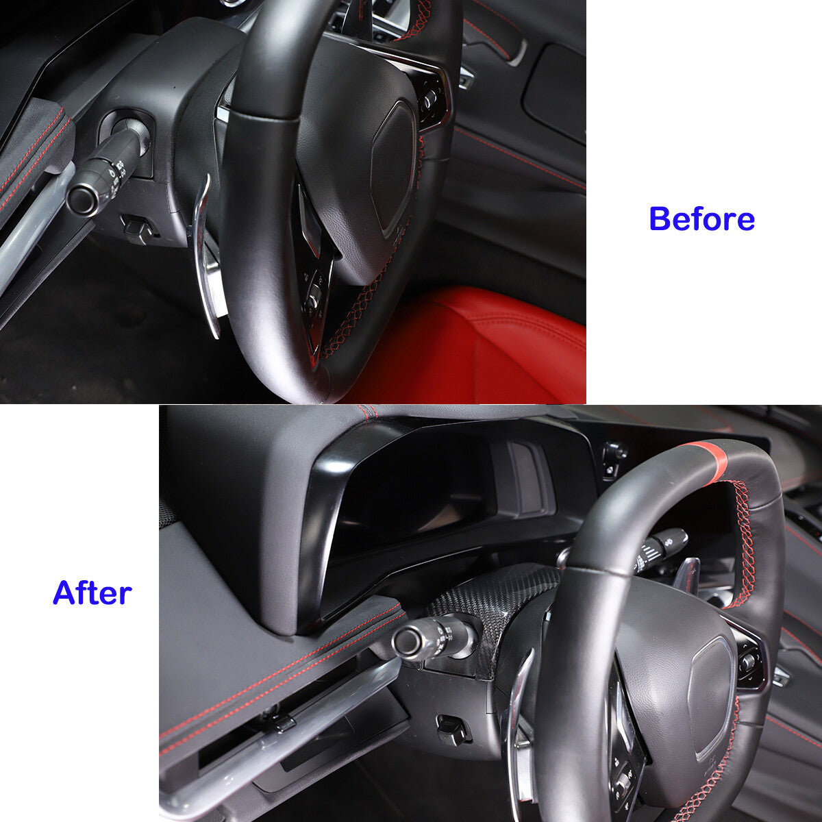 Dry Real Carbon fiber Steering Wheel Base Cover Set For Corvette C8 Z06 2020-26 3