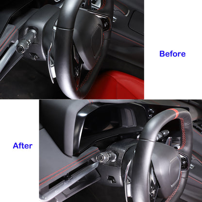 Dry Real Carbon fiber Steering Wheel Base Cover Set For Corvette C8 Z06 2020-26 3