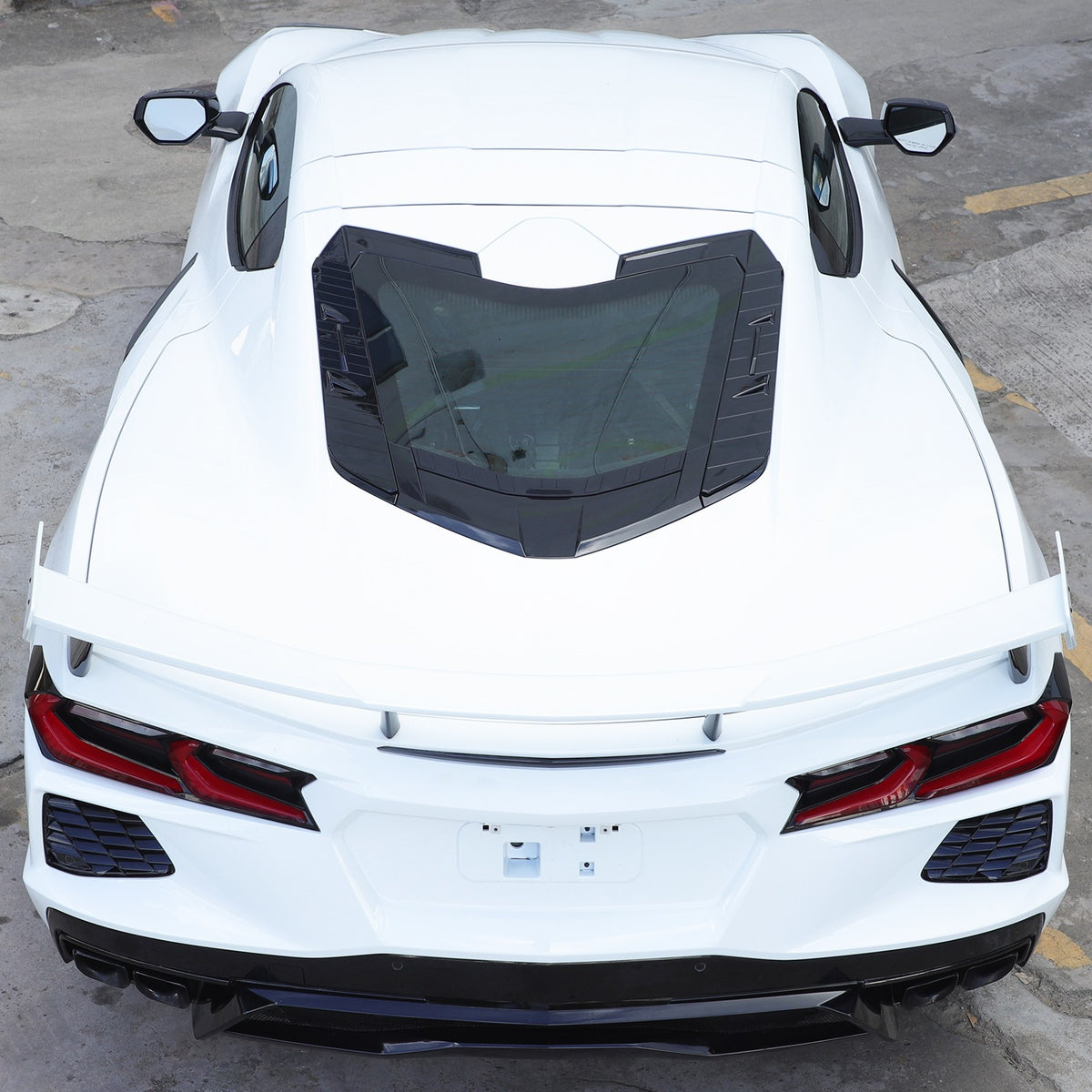 ABS Piano Black Rear Hood Wash Waterproof Trim Cover For Corvette C8 2020+ 8