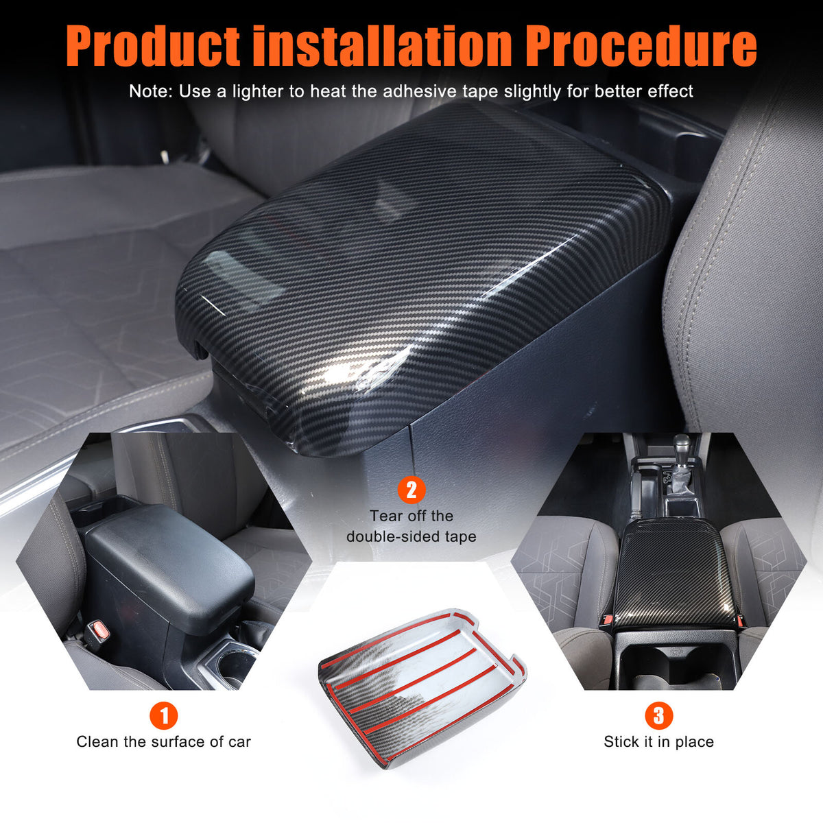 ABS Carbon Fiber Center Console Armrest Box Cover For Toyota Tacoma 2016-23 14