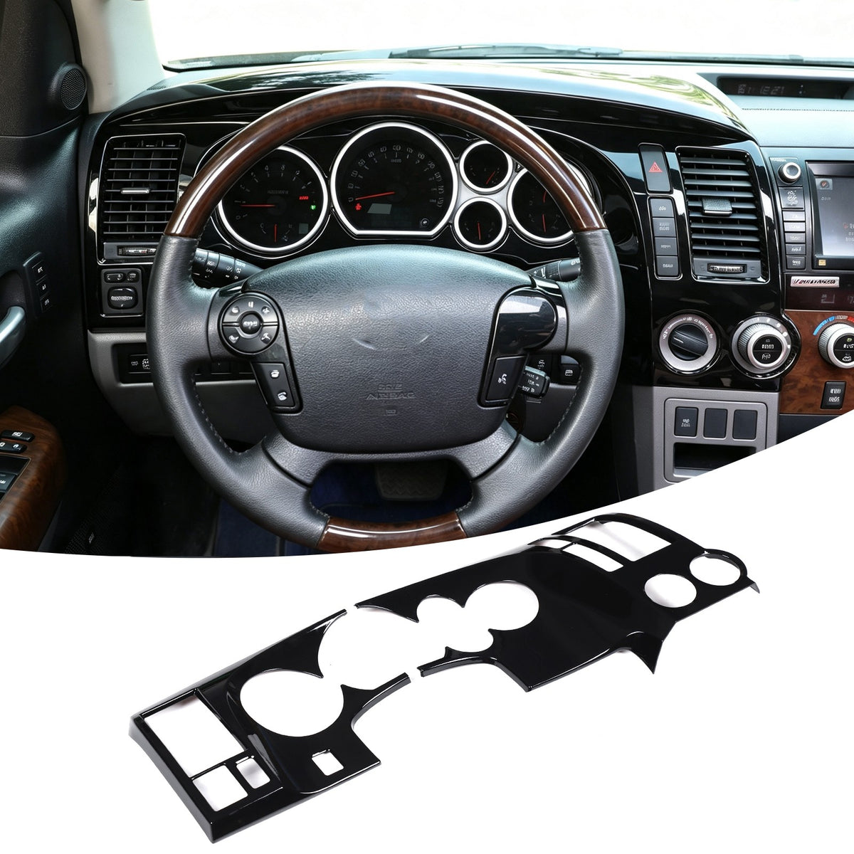 Glossy Piano Black ABS Instrument Panel Trim Cover For Toyota Tundra 2007-2013 1