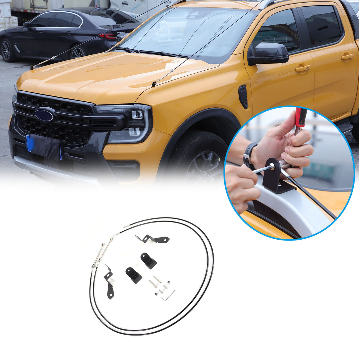 Car Branch Line Limb Riser Kit Obstacle Eliminate Rope for Ford Ranger 2023-2024 4
