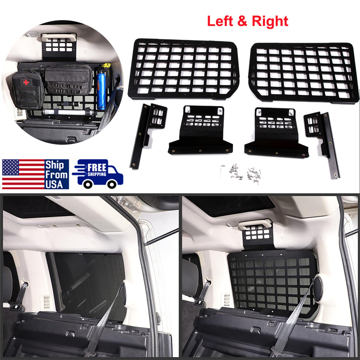 Rear Side Window MOLLE Storage Flank Panel For Land Rover Discovery LR3 / LR4 1