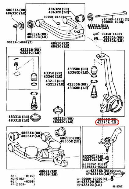 Toyota Genuine Tundra Sequoia Front Lower Ball Joint RH & LH SET OEM 3
