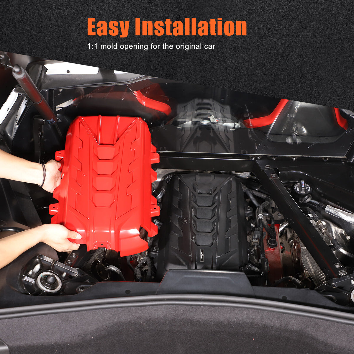 Red ABS Engine hood Compartment panel Trim Cover For Corvette C8 2020-2026 US 6
