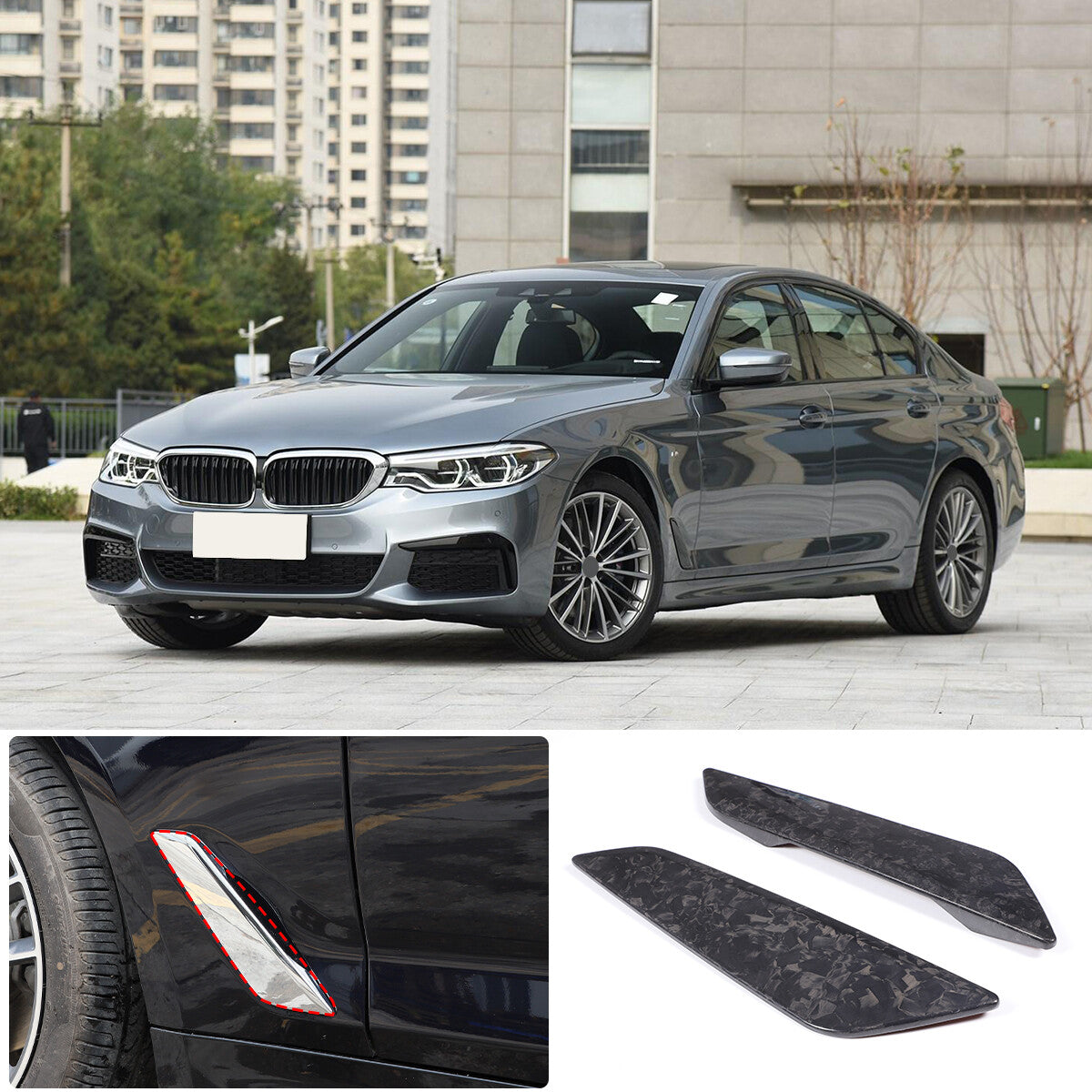 Forged Carbon Car Body Side Air Fender Trim For BMW 5 Series G30 2018-2022 9