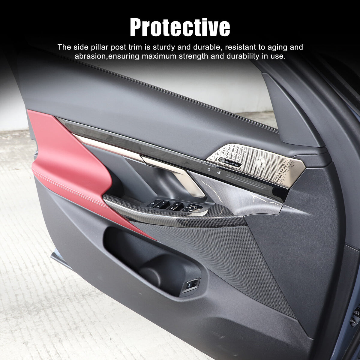 Real Carbon Fiber Window Lift Switch Button Trim Frame For BMW 5 Series G60 24+ 16