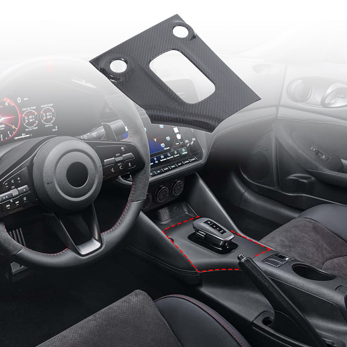 Real Carbon Fiber Gear Panel Base Trim Set For Nissan Z RZ34 400Z AT 23-2025 24