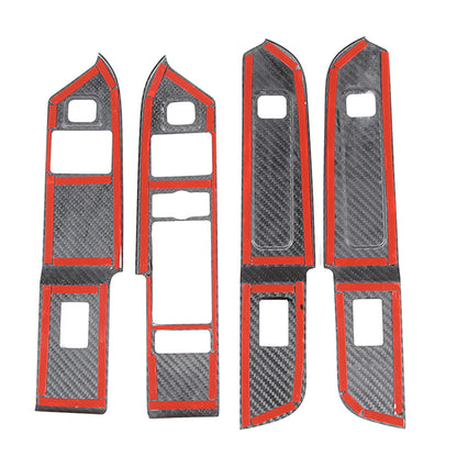 Red Carbon Fiber Window Lift Button Panel Cover Trim For LR Defender 110 20-24 10