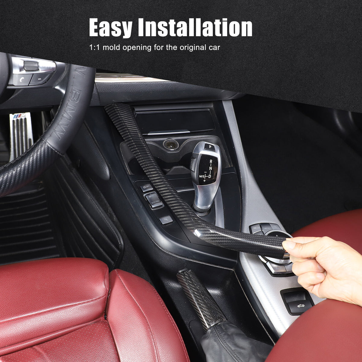 Real Carbon Fiber Gear Shift Side Trim L Strip For BMW 2 Series F22 F23 2014-19 8