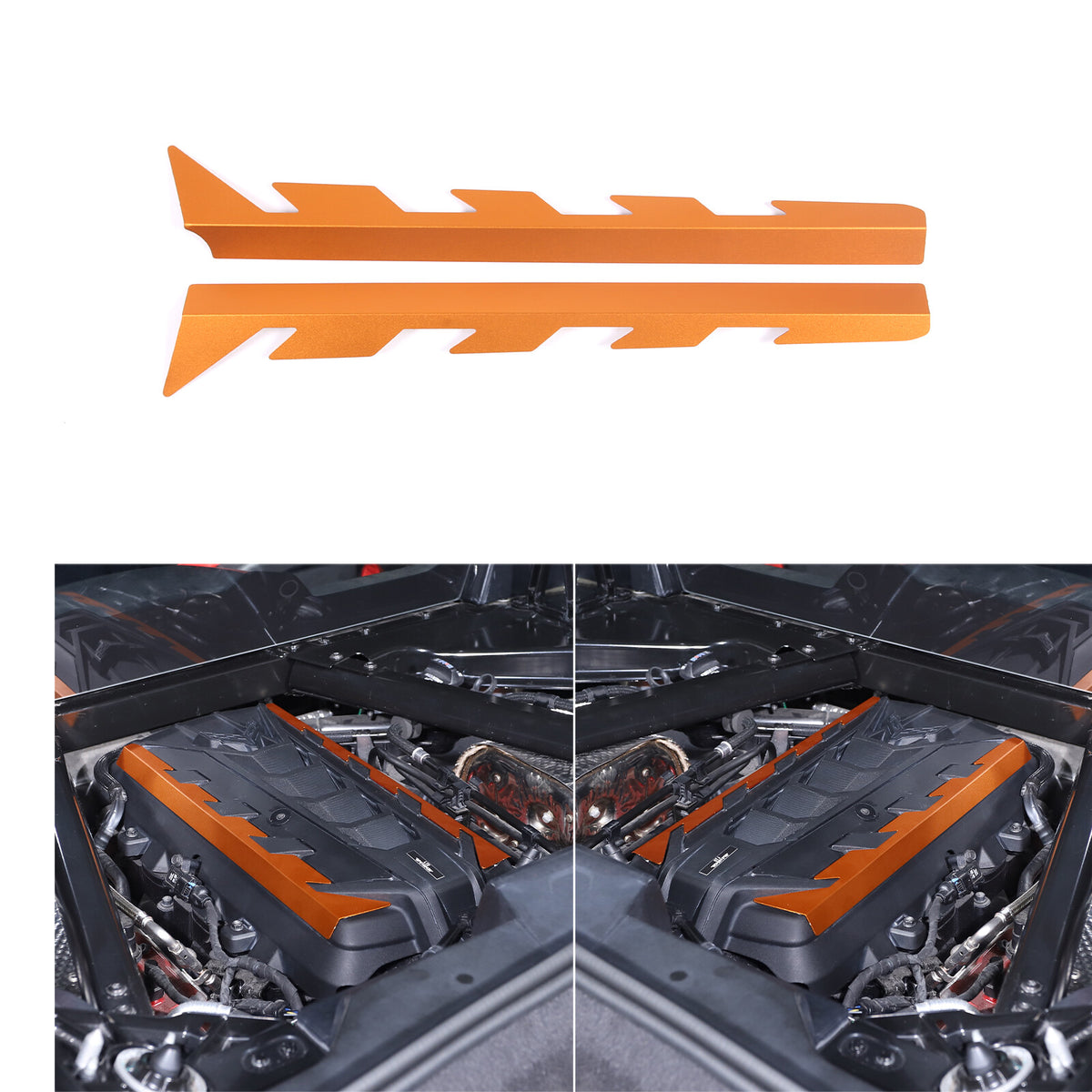 Orange Aluminum Engine Bay Engine Side Cover Plate Trim For Corvette C8 2020-26 13