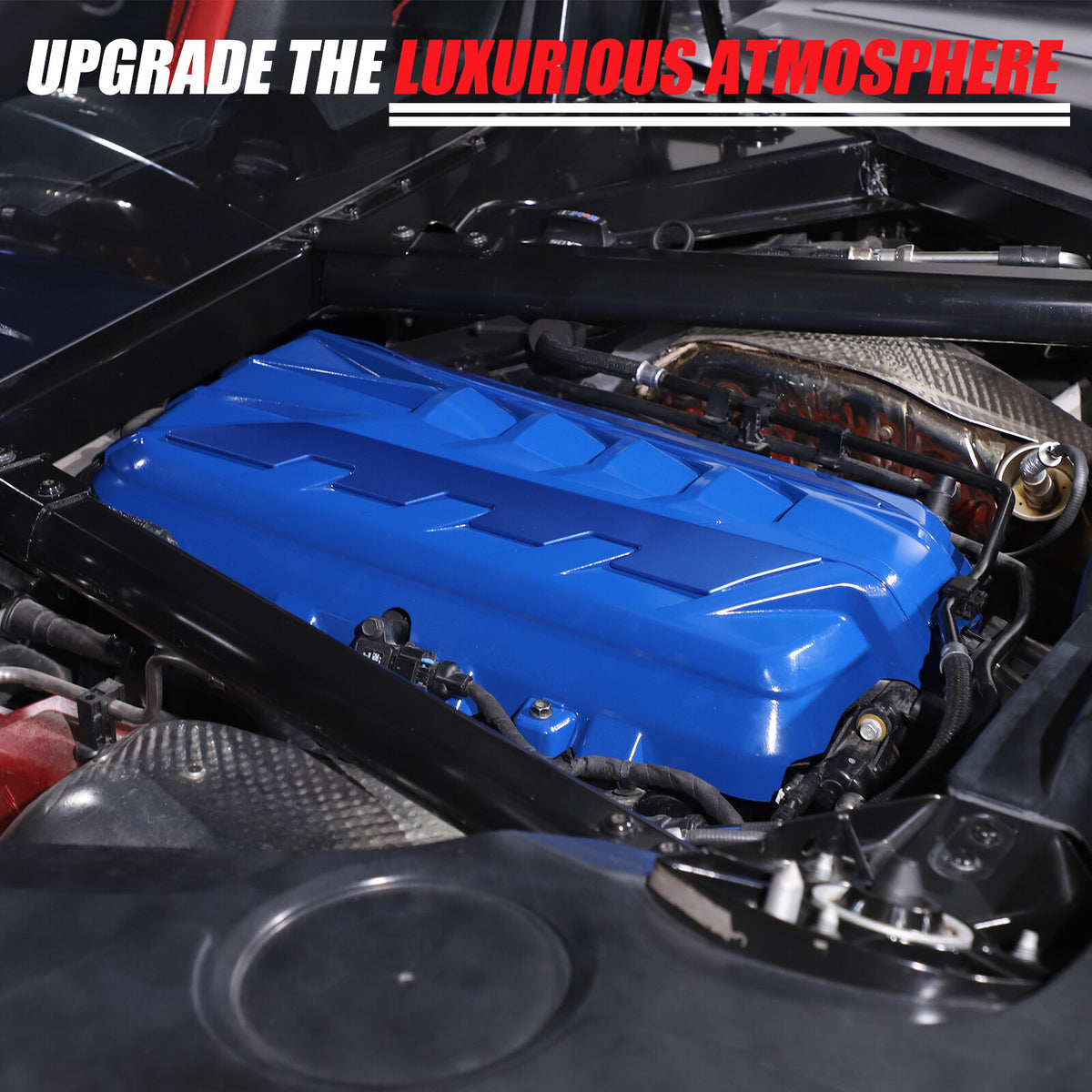 Blue Engine Bay Panel Cover Trim in Edge Blue For Corvette Coupe C8 2020-2026 12