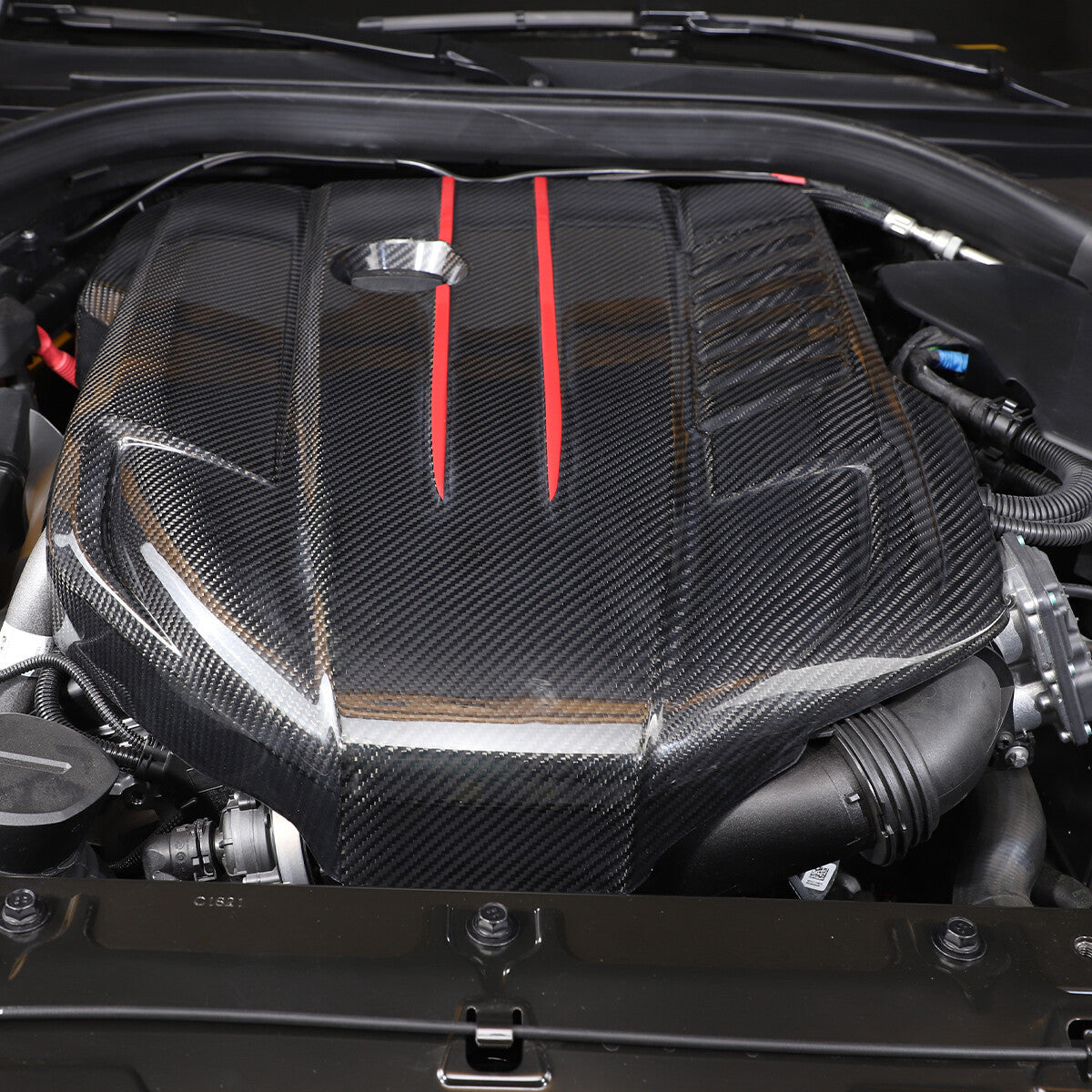 Real Carbon Fiber Replacement Front Engine Cover Shield For Toyota Supra 19-24 1