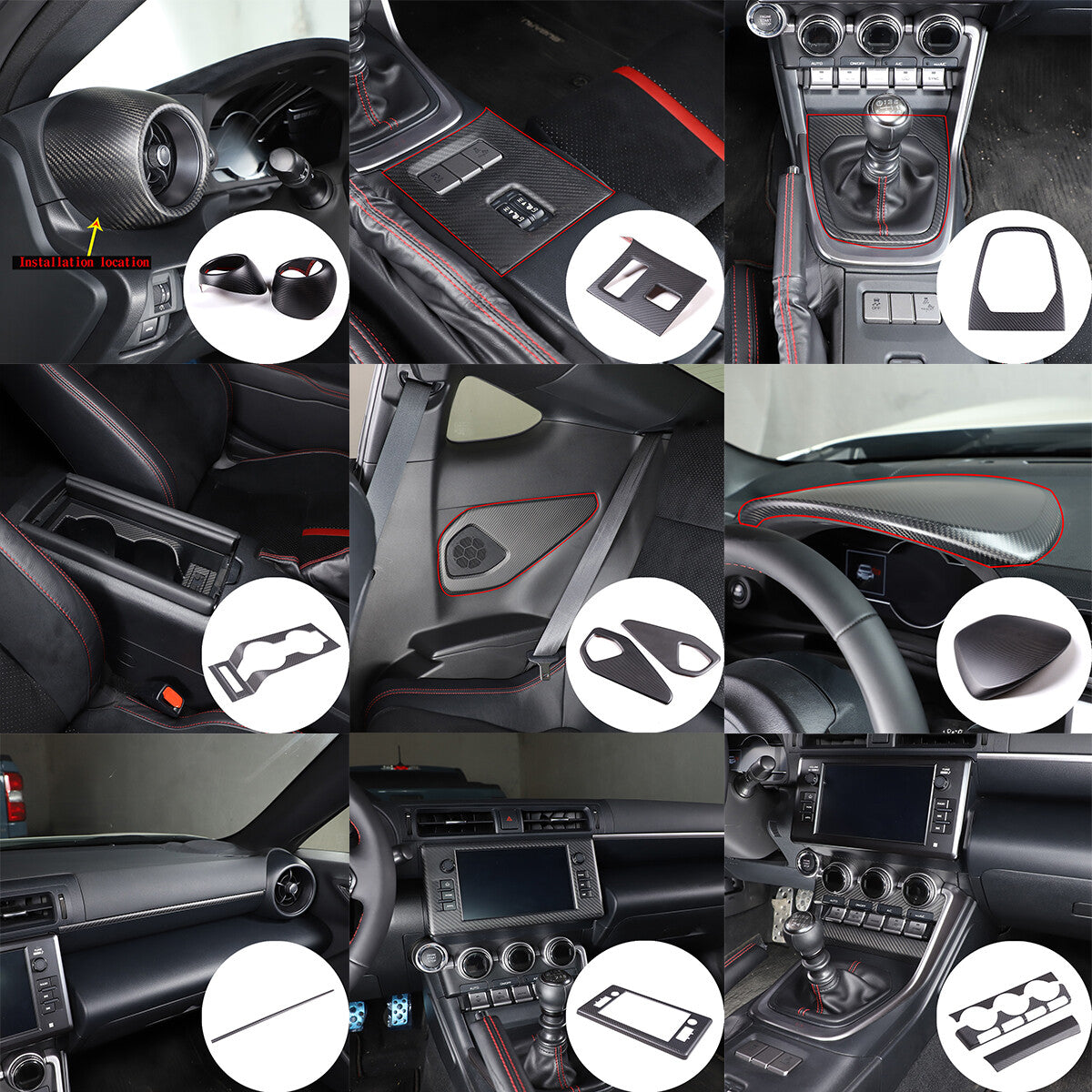 Matte Real Carbon Fiber Center Console Cover trim For Toyota 86/Subaru BRZ 2022 2