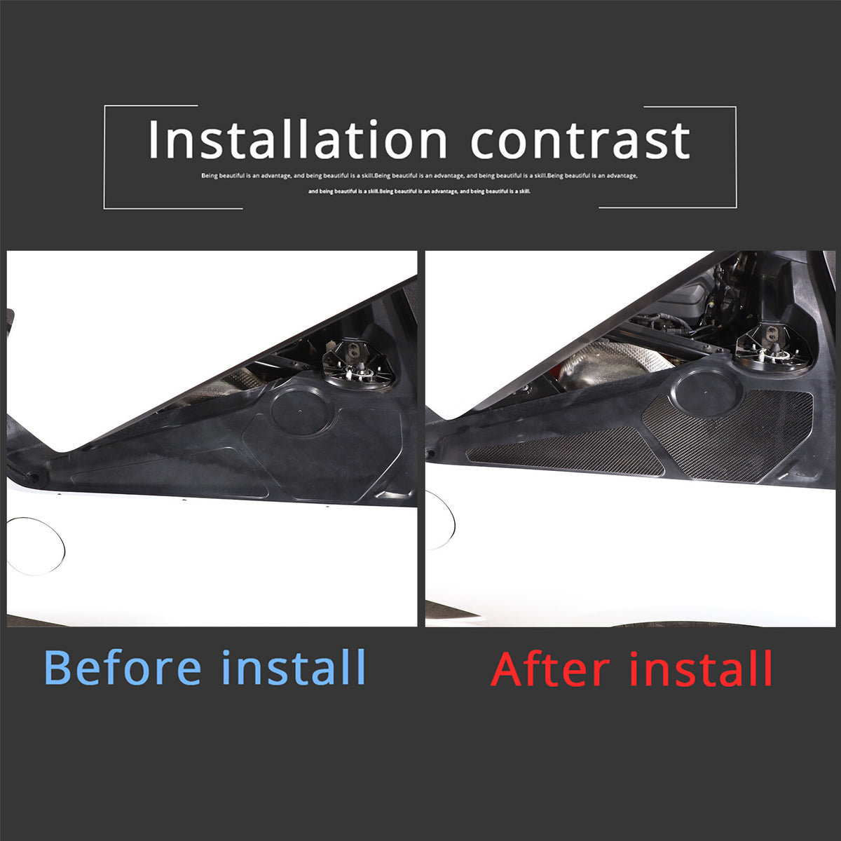 Carbon Fiber Car Engine Hood Compartment Panel Trim For Corvette C8 2020-2026 7