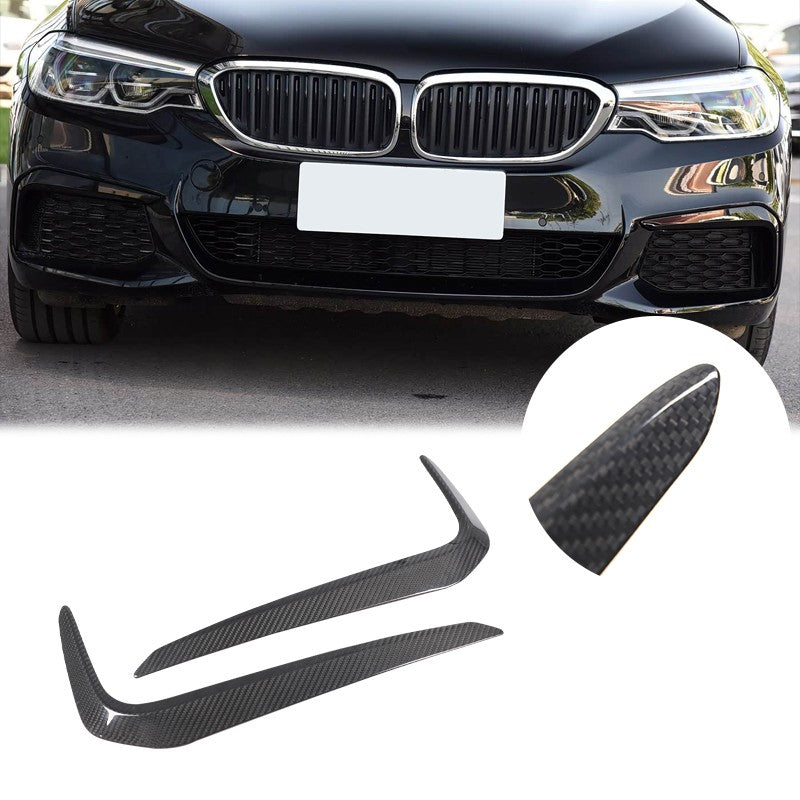 Real Carbon Fiber Front Fog Light Lamp Strip Trim For BMW 5 Series G30 2018-2020 20