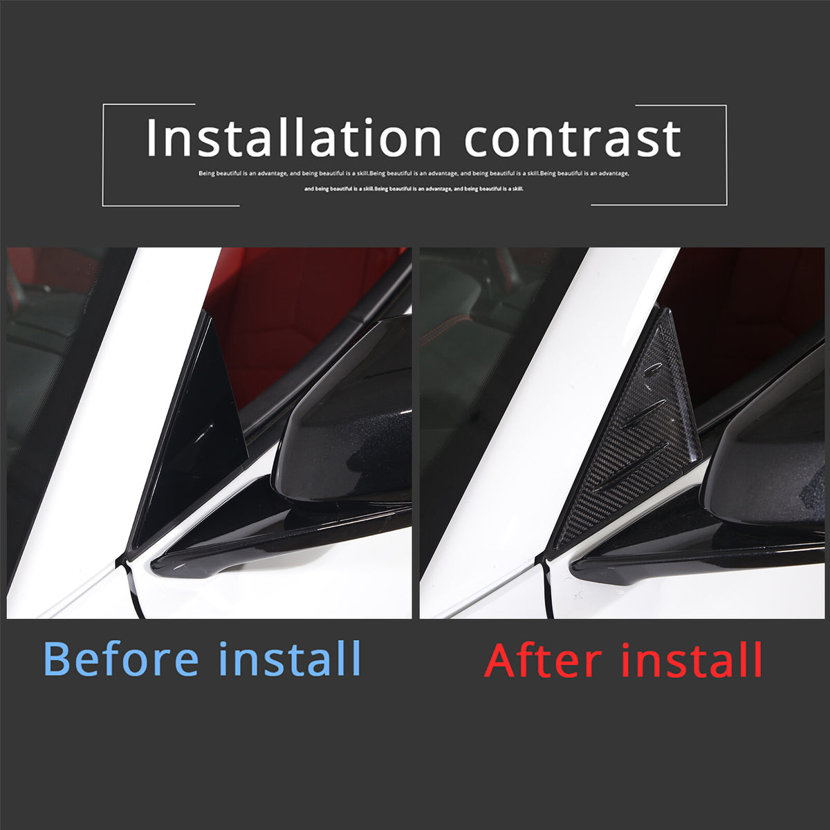 Real Carbon Window Triangle Cover Trim For Corvette C8 Stingray Z06 Z51 Exterior 4