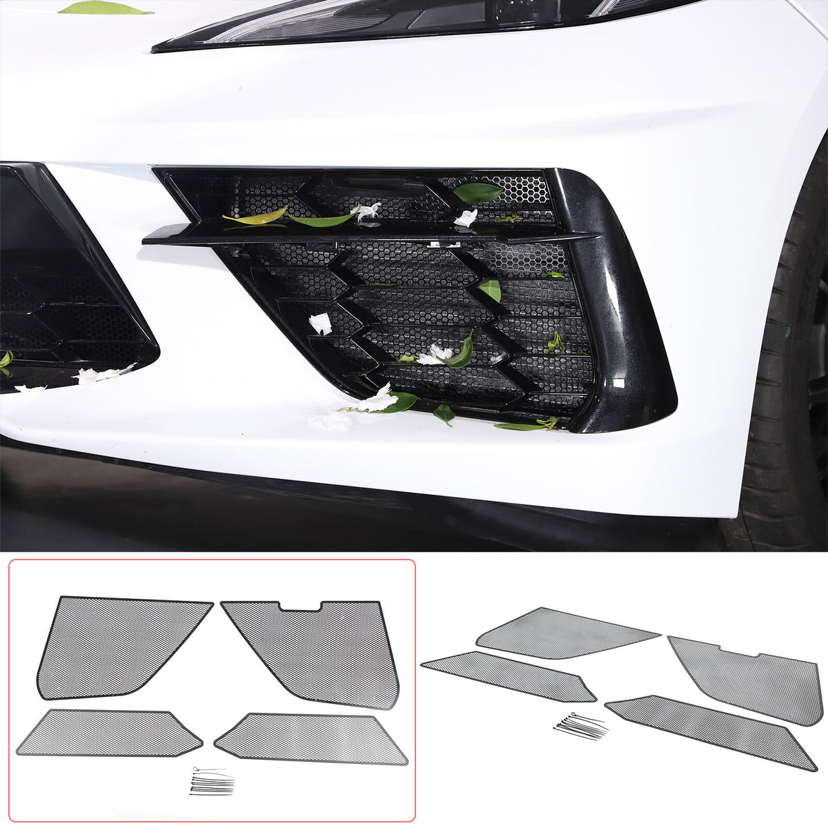 Front Grill Guard Side Vent Intake Mesh Grille Insert For Corvette C8 2020-26 3