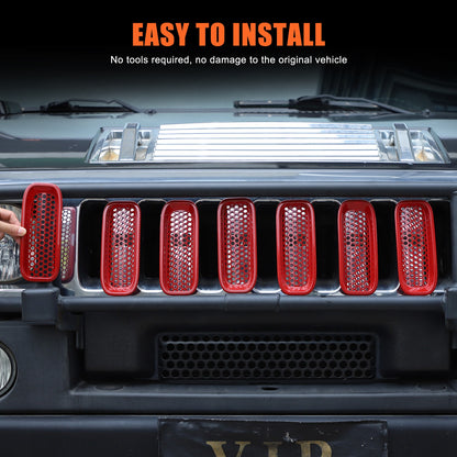 Sport Red ABS Front Grille Anti-Insect Bug Screen Trim For Hummer H2 2003-2009 8