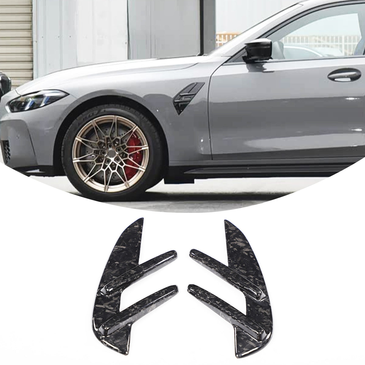 Forged Real Carbon Fiber Fender Side Molding Trim For BMW M3 G80/M4 G82 2021+ 1